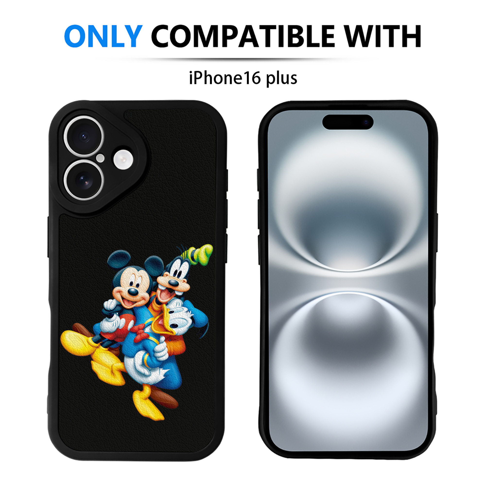 （画像用） ミッキーマウス Mickey Mouse 【iPhone 16シリーズ対応】シリコンスマホケース（レザー調） 材質：シリコン